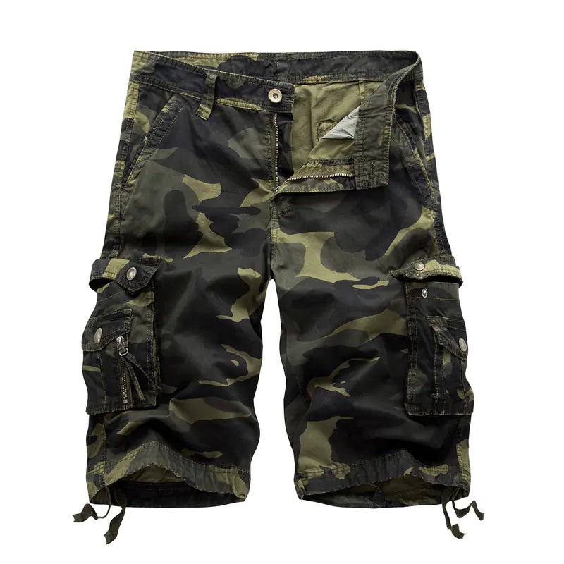 Men's Plus Size Camouflage Multi-pocket Overalls Shorts